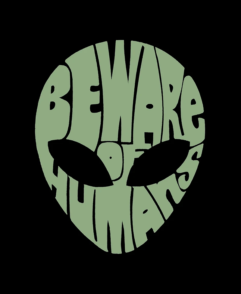 La Pop Art Men's Premium Blend Word Beware Of Humans T-shirt