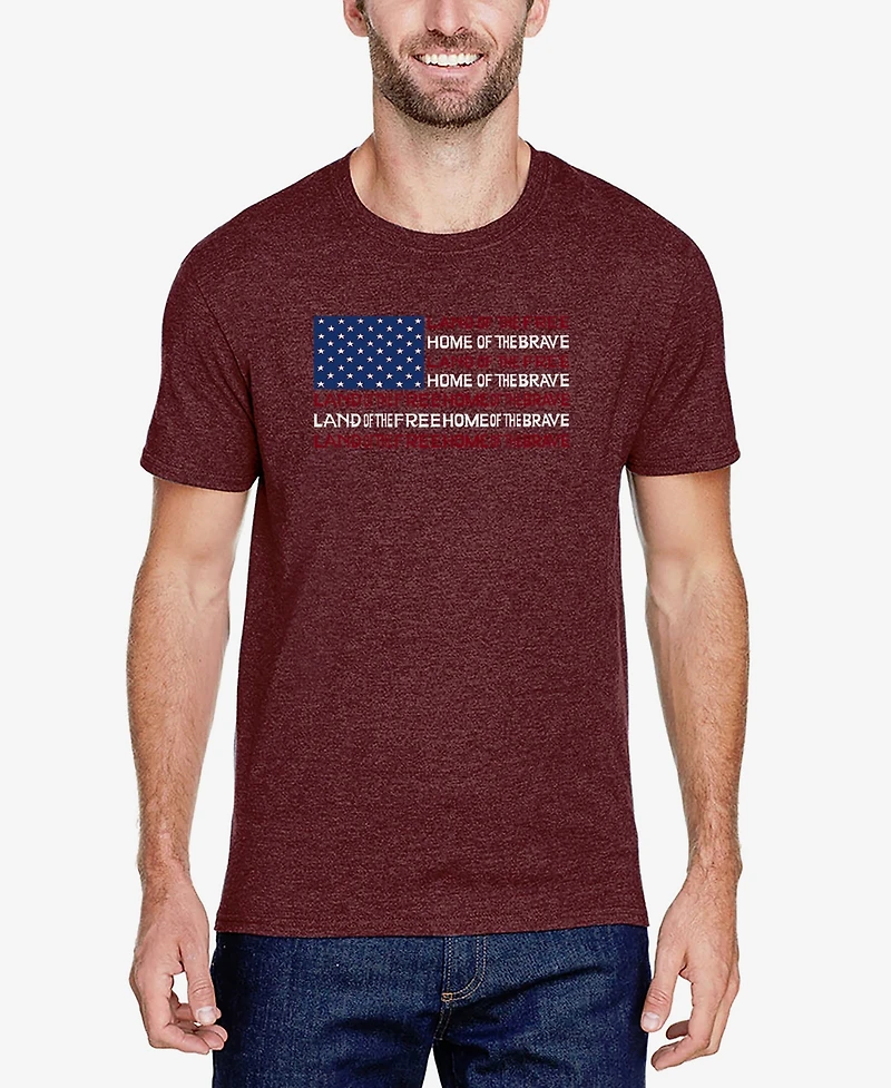 La Pop Art Men's Premium Blend Word American Flag T-shirt