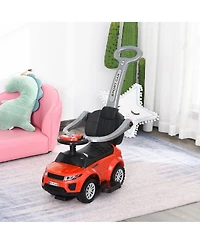 Aosom 3 in 1 Push Car, Sliding Car with Horn Music Light,