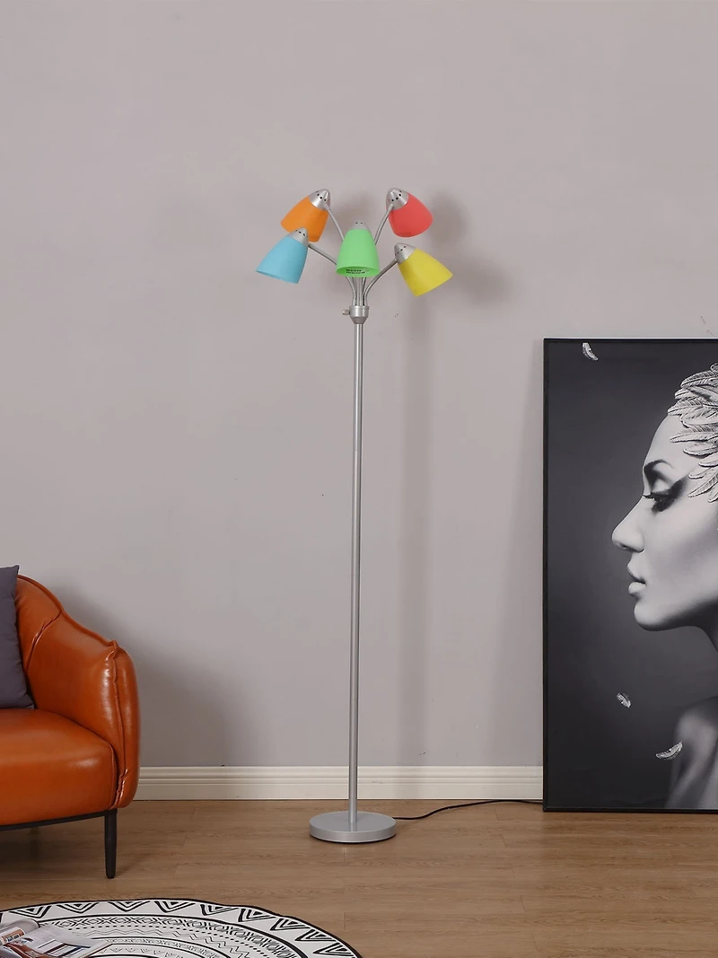 Medusa 74" Led 5-Light Floor Lamp with Interchangeable Shades