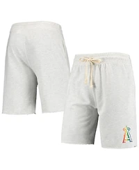 Men's Concepts Sport Oatmeal Los Angeles Angels Mainstream Logo Terry Tri-Blend Shorts