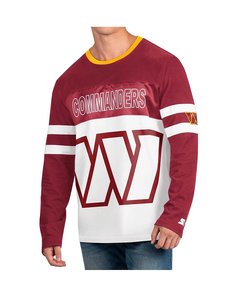 Men's Starter Burgundy, White Washington Commanders Halftime Long Sleeve T-shirt