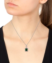 Effy Emerald (2-1/5 ct. t.w.) & Diamond (1/4 ct. t.w.) 18" Pendant Necklace in 14k White Gold (Also Available in 14k Yellow Gold)