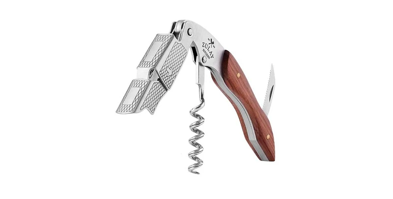 Double Hinged Corkscrew Wine Opener with Foil Cutter & Cap Remover