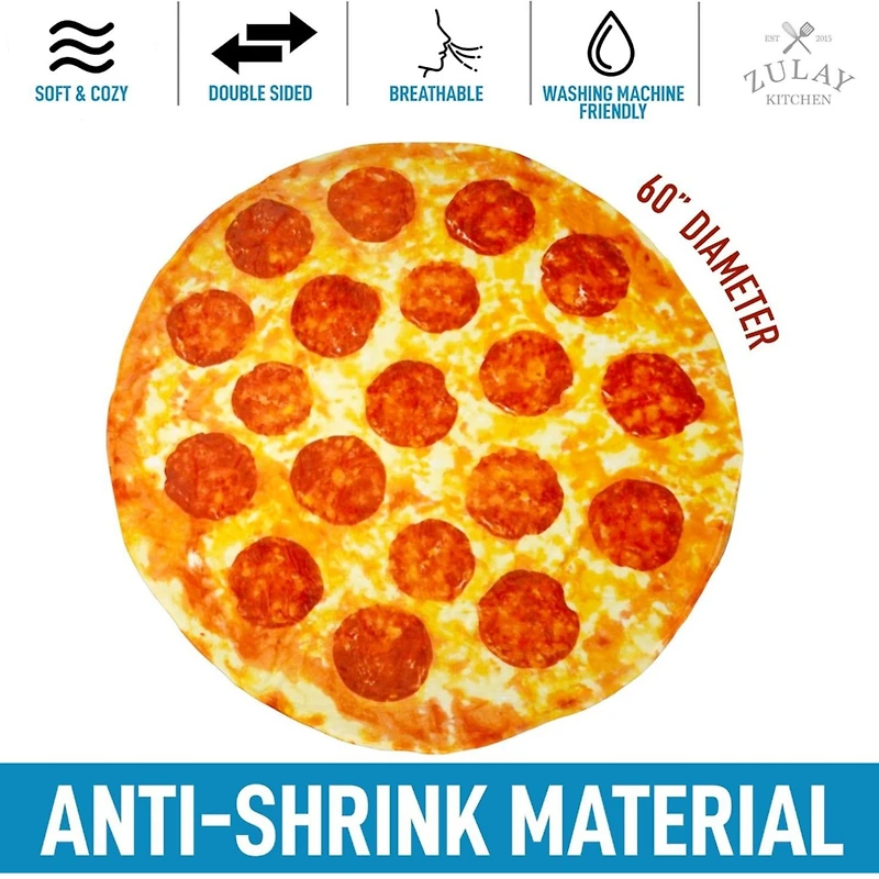 Zulay Kitchen Novelty Premium Soft Flannel Big Pizza Blanket