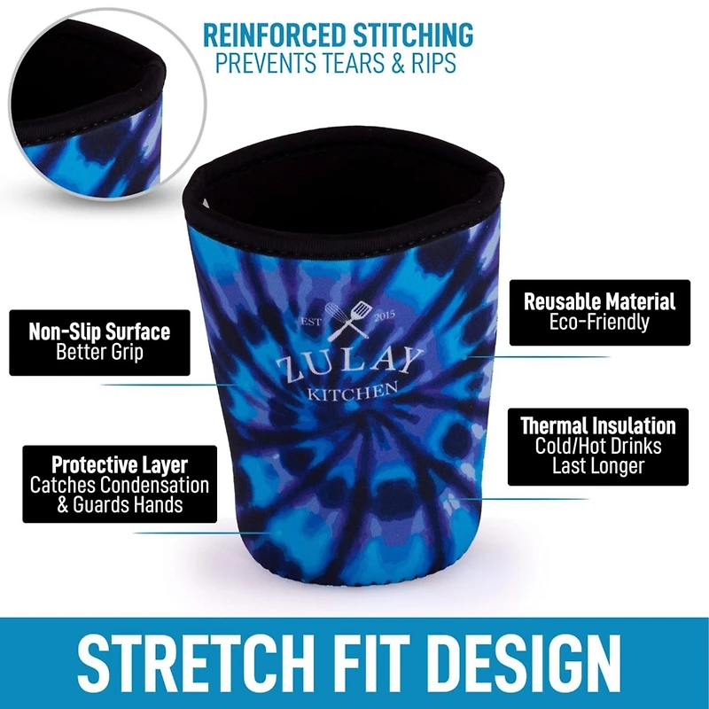 Reusable Iced Coffee Sleeve - Medium Sized Neoprene Insulator Sleeves (22oz to 24oz)