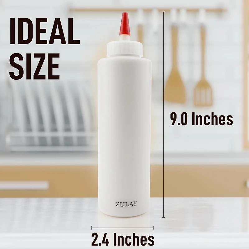 1-Pack Squeeze Bottles for Sauces & Condiments - 17oz Squirt Bottles with Small Pointed Nozzle and Cap