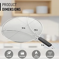 Large Splatter Screen for Frying Pan (13") - Stainless Steel Grease Guard