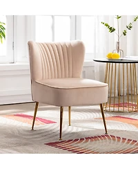 22" Wide Upholstered Tufted Velvet Accent Chair With Metal Leg