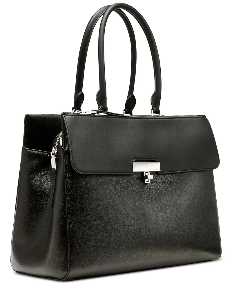 Calvin Klein Becky Turnlock Triple Compartment Convertible Tote