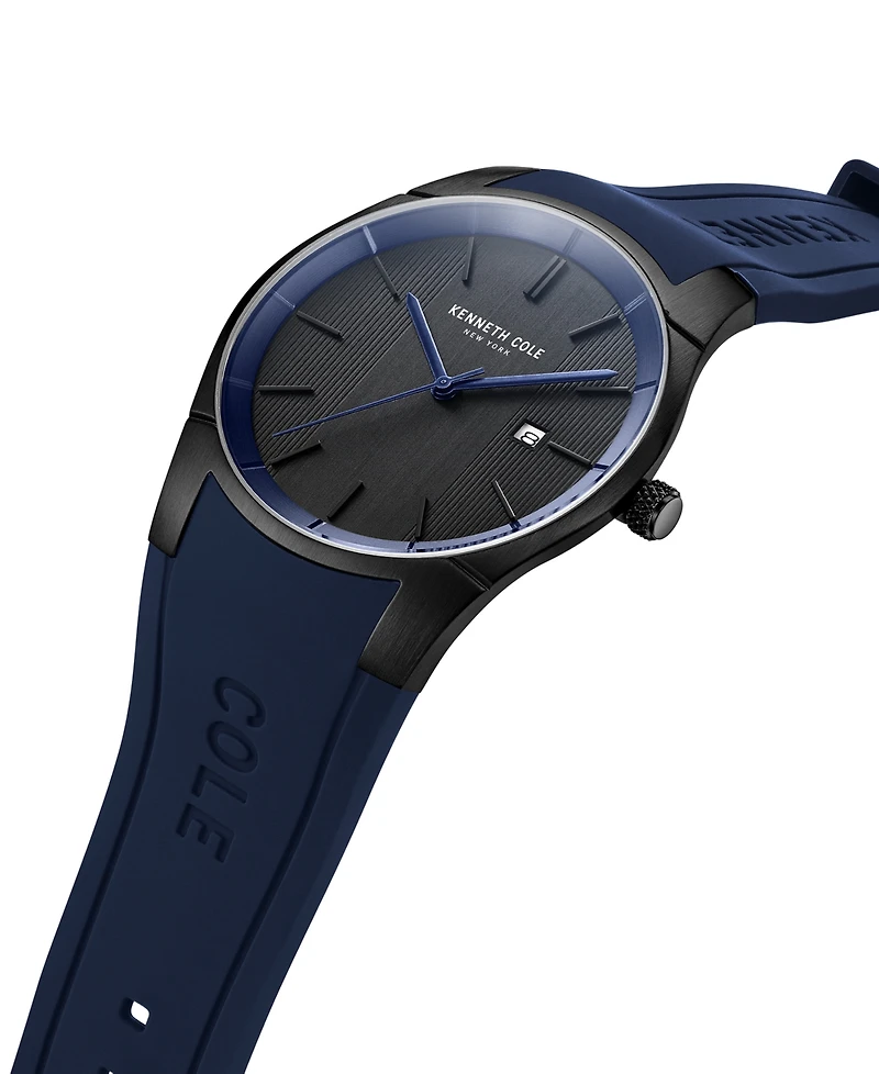 Kenneth Cole New York Men's Modern Classic Blue Silicone Strap Watch 42mm