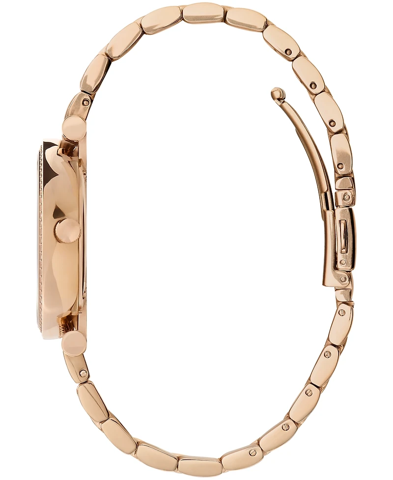 Olivia Burton Women's T-Bar Carnation Gold-Tone Stainless Steel Bracelet Watch 32mm