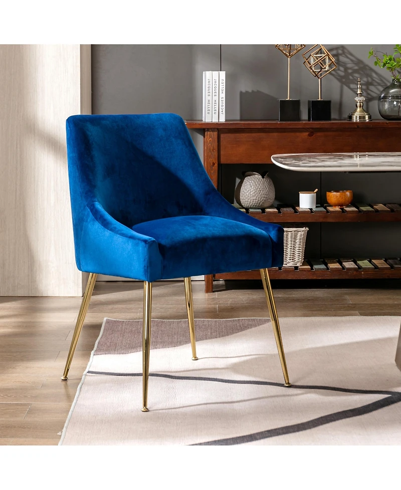 Upholstered Performance Velvet Accent Chair With Metal Leg