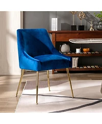 Upholstered Performance Velvet Accent Chair With Metal Leg