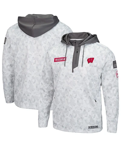 Men's Colosseum Arctic Camo Wisconsin Badgers Oht Military-inspired Appreciation Quarter-zip Hoodie