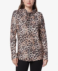 Andrew Marc Sport Women's Long Sleeve Printed Cowl Neck Tunic Top