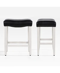 24" Upholstered Saddle Seat Counter Stool (Set of 2