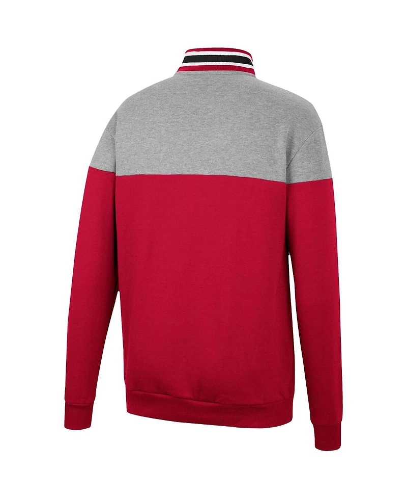 Men's Colosseum Cardinal and Heather Gray Arkansas Razorbacks Be the Ball Quarter-Zip Top