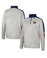 Men's Colosseum Gray and Navy Auburn Tigers Bushwood Fleece Quarter-Zip Jacket