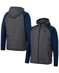 Men's Colosseum Charcoal, Navy Auburn Tigers Good On You Raglan Full-Zip Jacket