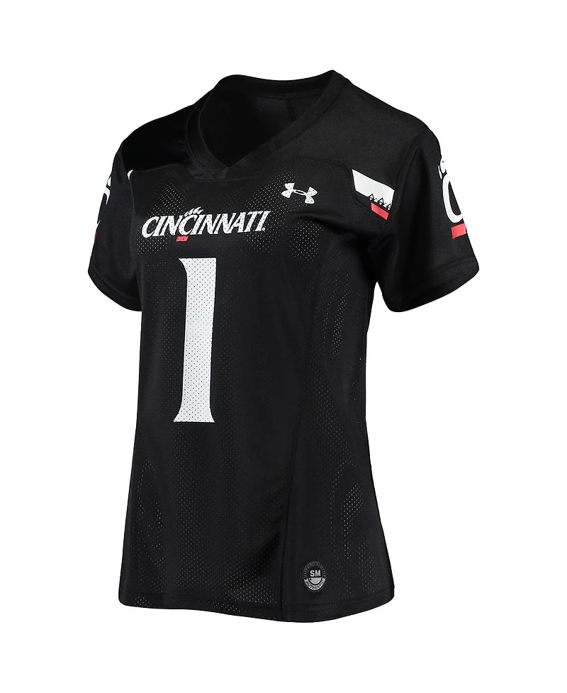 Women's Under Armour #1 Black Cincinnati Bearcats Finished Replica Football Jersey