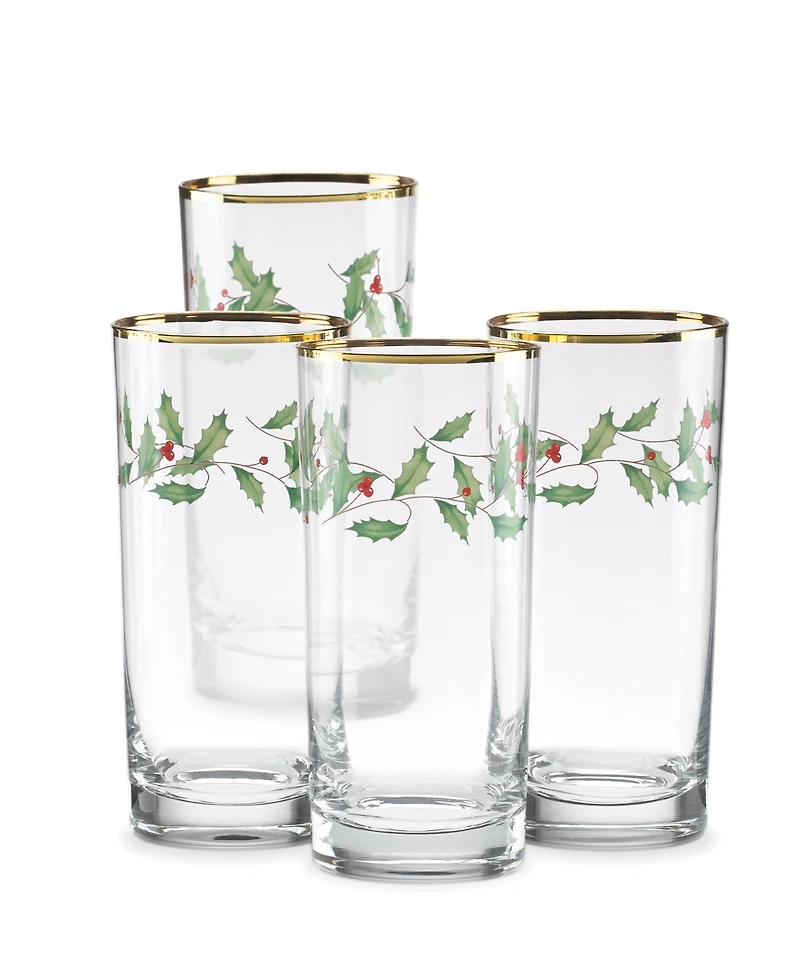 Lenox Holiday Highball Glasses, Set of 4