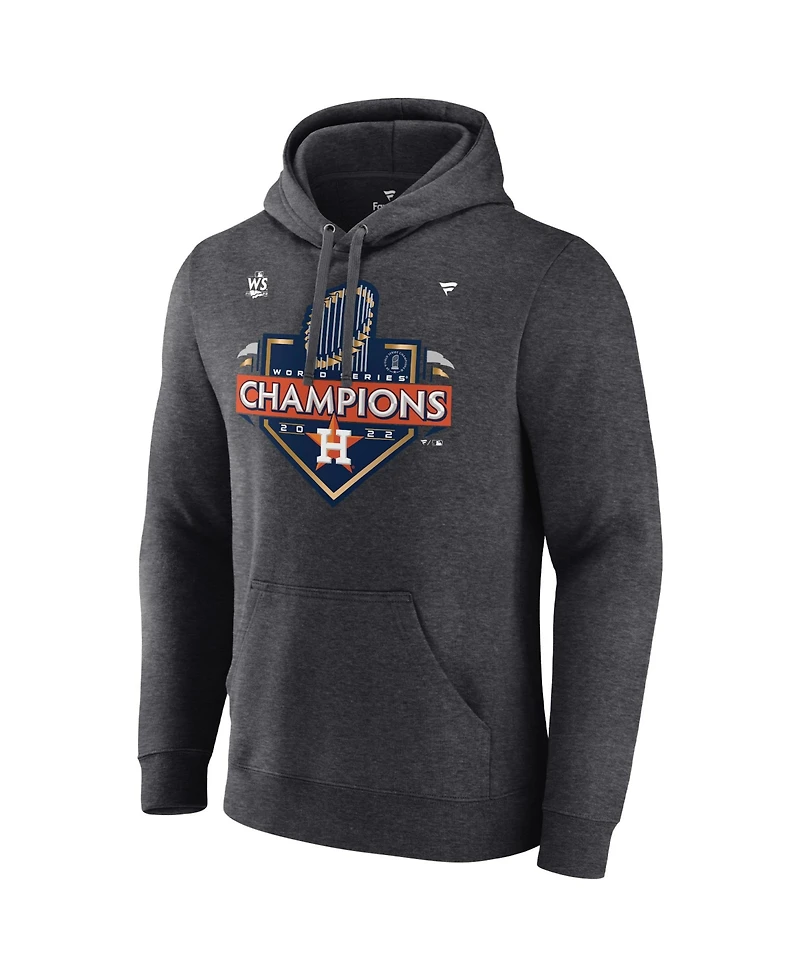 Men's Fanatics Heather Charcoal Houston Astros 2022 World Series Champions Locker Room Pullover Hoodie