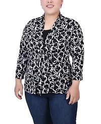 Ny Collection Plus Size 3/4 Sleeve Two-Fer Top