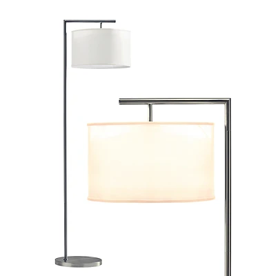 Brightech Montage Modern 60" Led Arc Floor Lamp with Fabric Drum Shade, Smart Plug Compatible, Bulb Included