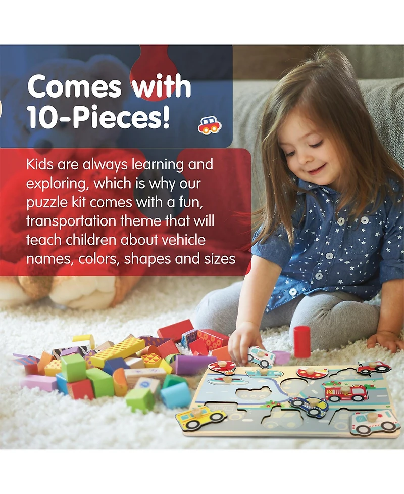 Leo & Friends Vehicle Peg Puzzle for 24-Months+