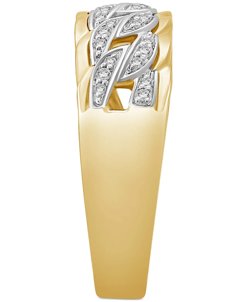 Men's Diamond Chain Link Style Band (1/5 ct. t.w.) in Sterling Silver & 14k Gold-Plate