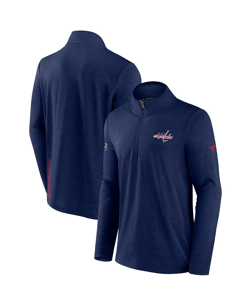 Men's Fanatics Heather Navy Washington Capitals Authentic Pro Rink Quarter-zip Jacket