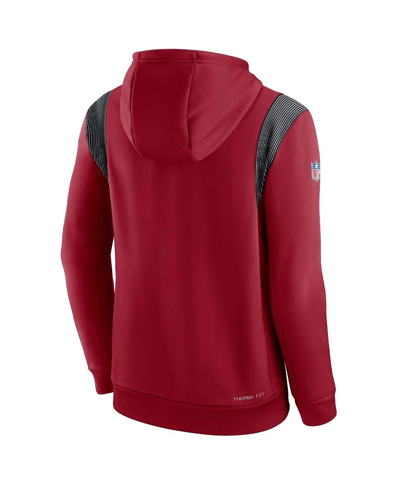 Men's Nike Cardinal Arizona Cardinals Sideline Athletic Stack Performance Pullover Hoodie
