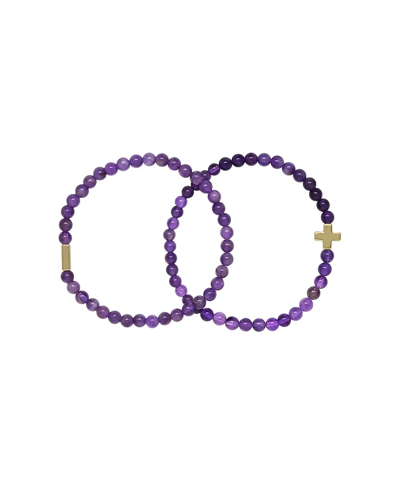 Charged Stone Beaded 2 Pieces Bracelet Set