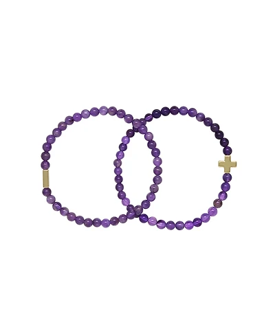 Charged Stone Beaded 2 Pieces Bracelet Set