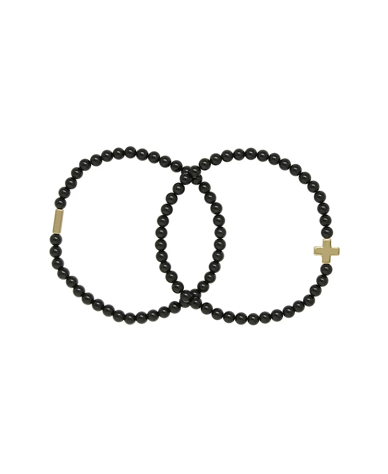 Charged Stone Beaded 2 Pieces Bracelet Set