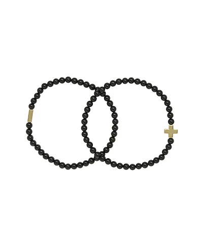 Charged Stone Beaded 2 Pieces Bracelet Set