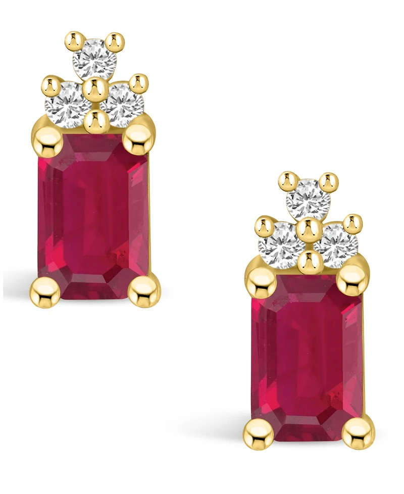 Macy's Ruby (1-3/8 Ct. t.w.) and Diamond (1/10 Stud Earrings