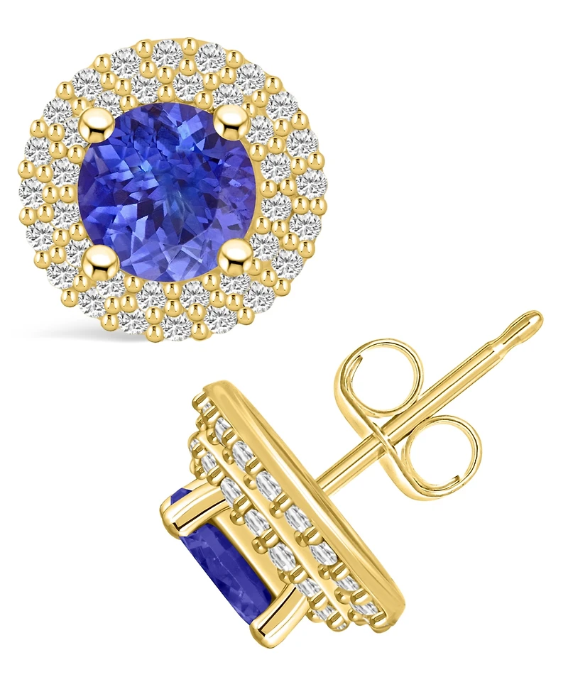 Macy's Tanzanite (1-5/8 Ct. t.w.) and Diamond (1/2 Halo Stud Earrings