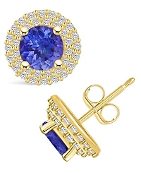 Macy's Tanzanite (1-5/8 Ct. t.w.) and Diamond (1/2 Halo Stud Earrings