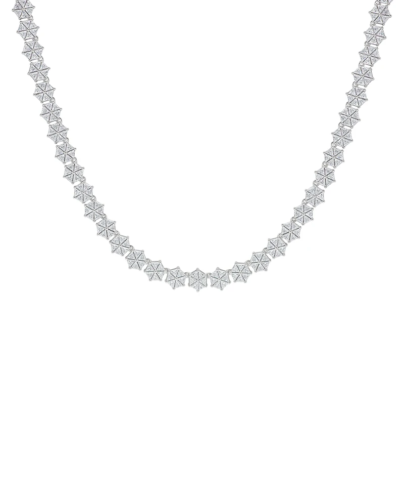 Macy's Fine Silver Plated Cubic Zirconia Hexagon Necklace