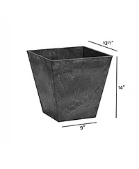 Novelty (#35148) Plastic Resin Square Ella Planter/Flower Pot, Black 14"