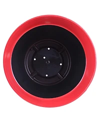 Garden Elements Glazed Brushed Happy Large Plastic Planter Bright Red 15 Inch