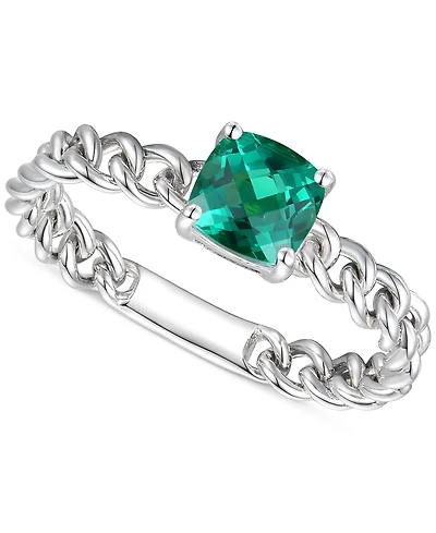Amethyst Solitaire Chain Link Ring (7/8 ct. t.w.) 14k Rose Gold-Plated Sterling Silver (Also Blue Topaz, Emerald, Sapphire and Ruby)