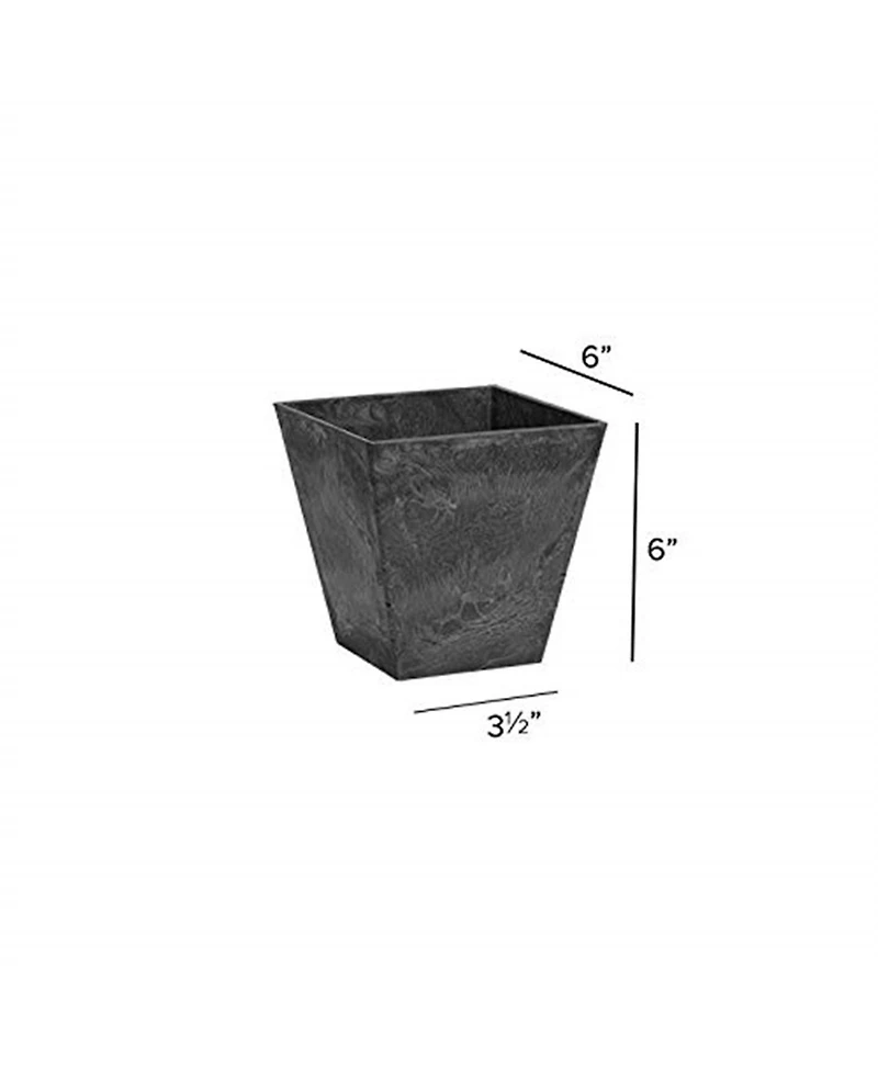 Novelty Ella Indoor Outdoor Square Plastic Resin Planter Black 6 Inch