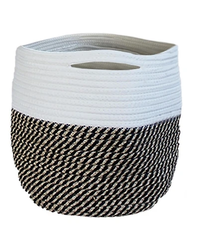 Bloem BloemBagz Round Fabric Planter Bag with Handles and Liner, Black/White 12inches