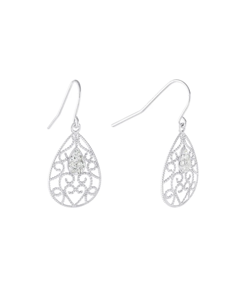 Giani Bernini Crystal (0.16 ct.t.w) Filigree Tear Drop Earrings in Sterling Silver