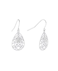 Giani Bernini Crystal (0.16 ct.t.w) Filigree Tear Drop Earrings in Sterling Silver