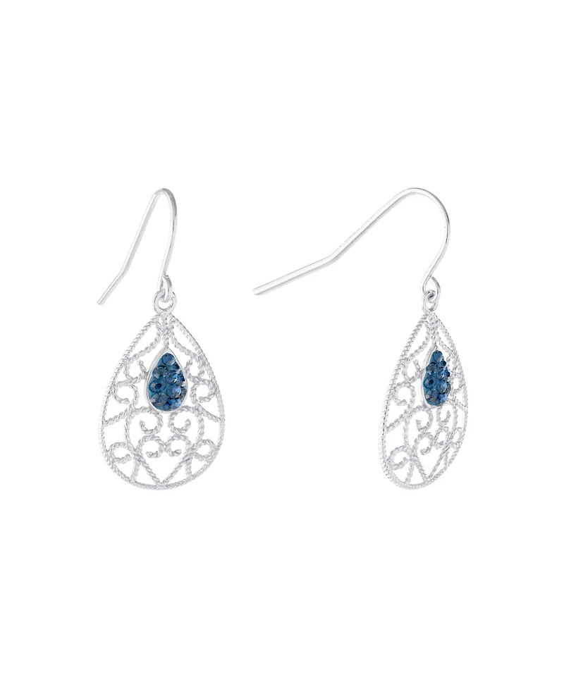 Giani Bernini Crystal (0.16 ct.t.w) Filigree Tear Drop Earrings Sterling Silver