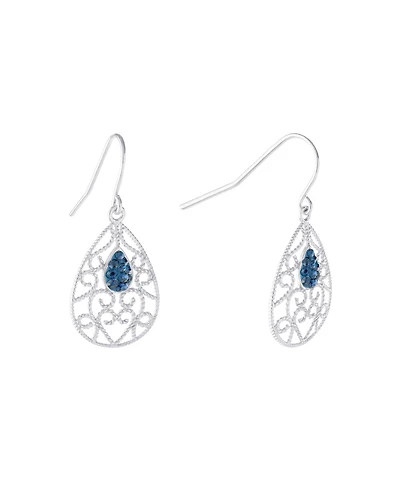 Giani Bernini Crystal (0.16 ct.t.w) Filigree Tear Drop Earrings Sterling Silver